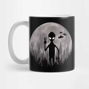 Alien And Ufos Moon Mug